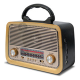 Caixa De Som Retro Bluetooth Radio Fm Usb Vintage Lanterna Cor Preto 110v 220v