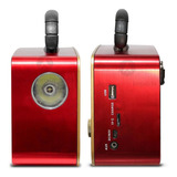 Caixa De Som Retro Bluetooth Radio Fm Usb Vintage Lanterna Cor Vermelho 110v 220v