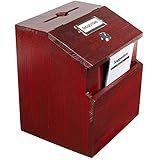 Caixa De Sugestão De Mogno Vermelho Com Trava- Inclui Etiquetas E Cartas De Recomendação - EGP-HD-0290- Red Mahogany