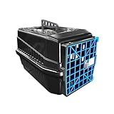 Caixa De Transporte Cães E Gatos Podyum N3 Mec Pet Black Portão Azul