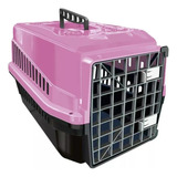 Caixa De Transporte Color N4 Cachorro Gato Cão Cor Rosa
