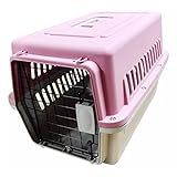 Caixa De Transporte Para Cães Gatos Porta De Ferro Resistente Pet Até 15kg -ROSA - ELO-