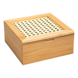 Caixa Decorativa Porta Chá Bambu C palha 4 Divisórias Oikos