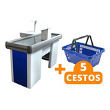 Caixa Empacotador Check out 1 5m   5 Cestos De Compras Azul