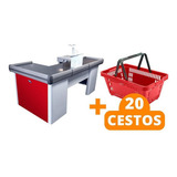 Caixa Empacotador Check out 2m 20 Cestos Compras Vermelho