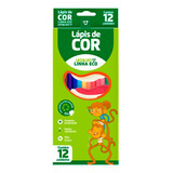Caixa Lápis De Cor 12 Cores Grande Leo Eco Atacado