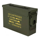 Caixa Munição Ammo Box Ntk Tático Em Metal 7 62 Mm 200 Cart