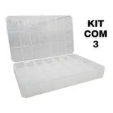 Caixa Organizadora 21 Divisórias Plástica Transpar Kit Com 3