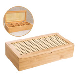 Caixa Organizadora Em Bambu Porta Chá Objetos 8 Divisórias