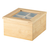 Caixa Organizadora Porta Chá Sense 4 Divisórias Bambu   Ou
