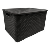 Caixa Organizadora Rattan Cesto Com Tampa 15 Litros