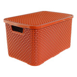 Caixa Organizadora Rattan Cesto Tampa 15 Litros Terracota