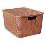 Caixa Organizadora Rattan Com Tampa 15 Litros Marrom