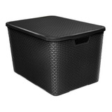 Caixa Organizadora Rattan Com Tampa 40 Litros Grande Branco