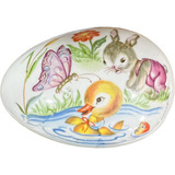 Caixa Ovo Porcelana Compoteira Pintada A Mão Antiga Patinhos