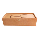 Caixa Para Vinho Ou 2 Taças Mdf Cru Com Dobradiça 35x13x10