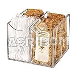 Caixa Porta Açúcar Organizador De Sachês Com Divisórias 4 Compartimentos Em Acrílico Cristal Transparente Sem Tampa Acribom
