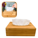 Caixa Porta Lenços Papel Bambu Retangular Interfolhas