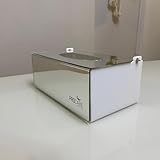 Caixa Porta Luvas- Lenços E Máscaras - Acrílico Espelhado -Prata-Branco-