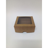 Caixa Presente Visor 15 X 15 X 6cm Kraft 50 Unidades