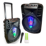 Caixa Som Amplificada Bluetooth C  Rodinha 500w Box Luz Led