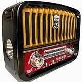 Caixa Som Antiga Radio Portátil Retro Am Fm Sd Usb Bluetooth Com Lanterna -Dourado-