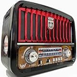 Caixa Som Antiga Radio Portátil Retro Am Fm Sd Usb Bluetooth Com Lanterna Vermelho 