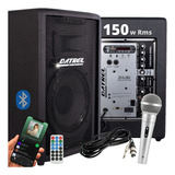 Caixa Som Ativa 150w Bluetooth Amplificada Microfone Cor Preto
