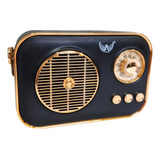 Caixa Som Bluetooth Portátil Rádio Retrô Vintage Fm Usb Mp3