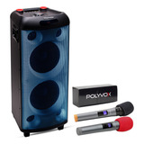 Caixa Som Torre Polyvox Bluetooth 2000w Microfones Sem Fio