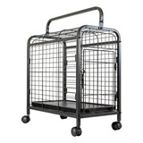 Caixa Transporte Cachorro Gato Rodas Portatil Gaiola Canil Cor Black Preto