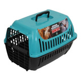 Caixa Transporte Gato E Caes Pequenos Porta Com 4 Travas N2 Cor Azul turquesa