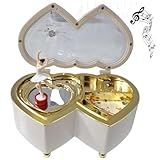 Caixinha De Música Bailarina Caixinha Musical Coração Duplo DT0336C Caixinha De Musica Coração Com Bailarina Abrindo A Tampa A Bailarina Gira Suavemente Sobre O Coração Ao Som Da Música