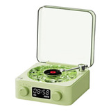 Caixinha Som Mini Toca Disco De Vinil Bluetooth Luz Retrô Cor Verde 110v 220v