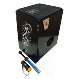 Cajon Acústico Duplo Forte Musica Com Vassourinha E Shaker Cor Preto Notas Musicais Em Branco