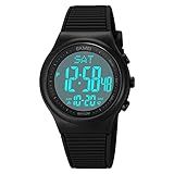 CakCity Relógio Digital Feminino à Prova D água Cronômetro Esportivo Unissex Para Uso Externo Pulseira De Borracha Multifunções Com Visor Luminoso Preto Branco Esportivo