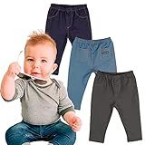 Calça Bebe Mijao Kit Fake Jeans 3 Unid Algodao Malha Premium -1 Ano -6-12 Meses-- Azul Marinho-Azul Claro-Grafite-