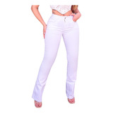 Calça Branca Feminina Cós Alto Hot Pants Com Lycra Premium