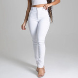 Calça Branca Jeans Feminina Sawary Hot Pants Levanta Bumbum