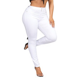 Calça Branca Jeans Feminina Skinny Cintura