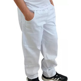 Calça Brim Profissional Uniforme Branco Padaria 4 Bolsos