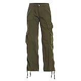 Calça Cargo Feminina De Algodão Casual Militar Combate Com 7 Bolsos Verde Oliva P
