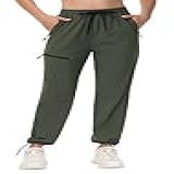 Calça Cargo Feminina Para Caminhada- Treino- Viagem- Atlética- Leve- Com Bolsos- Calça Casual De Secagem Rápida- Verde Militar- G