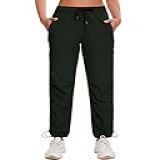 Calça Cargo Feminina Para Caminhada De Verão Leve Com 5 Bolsos Com Zíper Calça De Golfe Para Viagem Resistente à água Pequeno Verde Militar GG