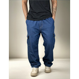 Calça Cargo Jeans Masculino Moda Skate