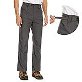 Calça Cargo Masculina Elástica Leve Para Caminhada FPS 50 Cropped Com Botões De Perna Dobráveis Resistente à água Ajuste Reto Cinza Escuro 40W 30L