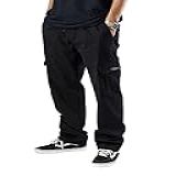 Calça Cargo Masculina Feminina Preta Com 6 Bolsos Tática Casual Solta Larga Resistente De Sarja De Algodão Streetwear Hip Hop Corte Reto Unissex Fire Apparel Preto Militar Qualidade Grossa Reforçada