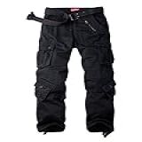 Calça Cargo Militar Feminina Casual De Algodão Com 8 Bolsos- Preto- 3