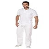 Calça De Brim Masculina Branca Cós Meio Elástico Tamanho 48