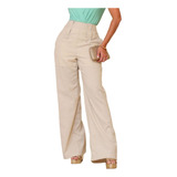 Calça De Linho Elegante E Confortável Com Corte Amplo